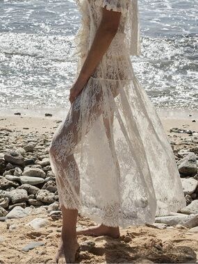 NEW Doen Sebastiane Skirt in Sea Salt Lace S